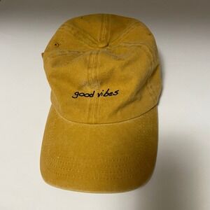 Nissi Caps Good Vibes Baseball Hat Mustard Yellow Cotton Adjustable Dad‎ Cap Hip